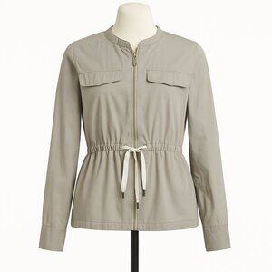 Anthropologie Maeve Aviator Jacket with Cinched Waist, Color Beige, Size Medium